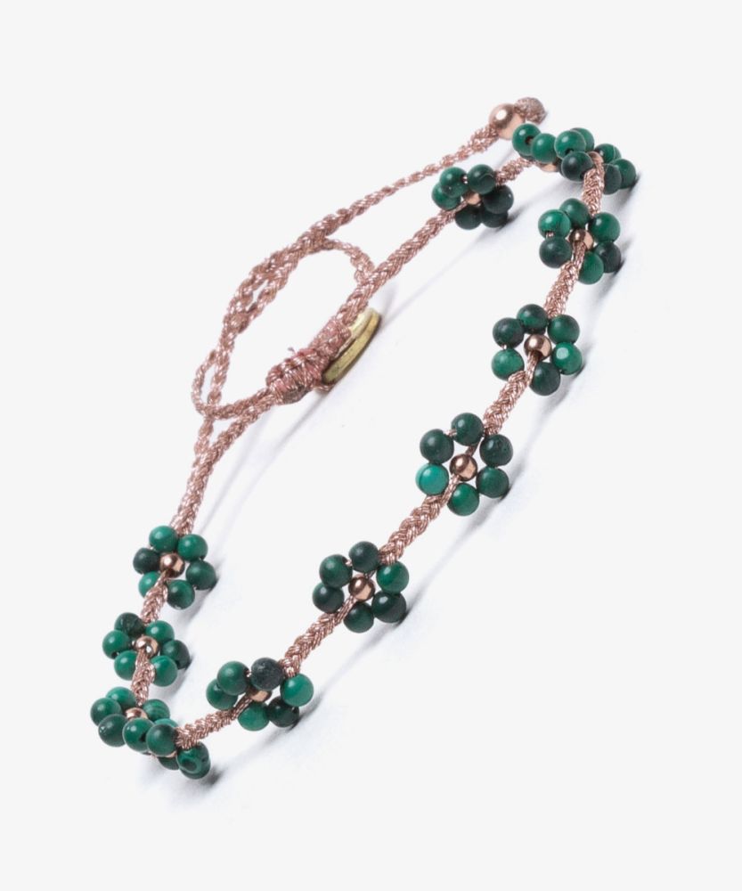 PULSERA DE PIEDRAS - FLOR - Malaquita
