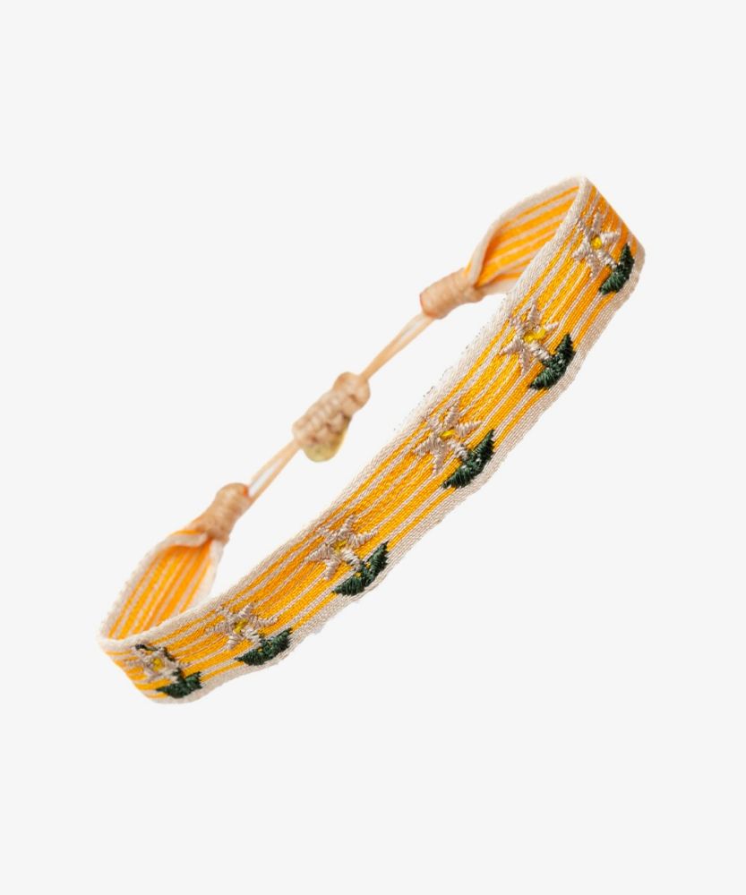 PULSERA BORDADA - RAYAS BEIGE & MOSTAZA