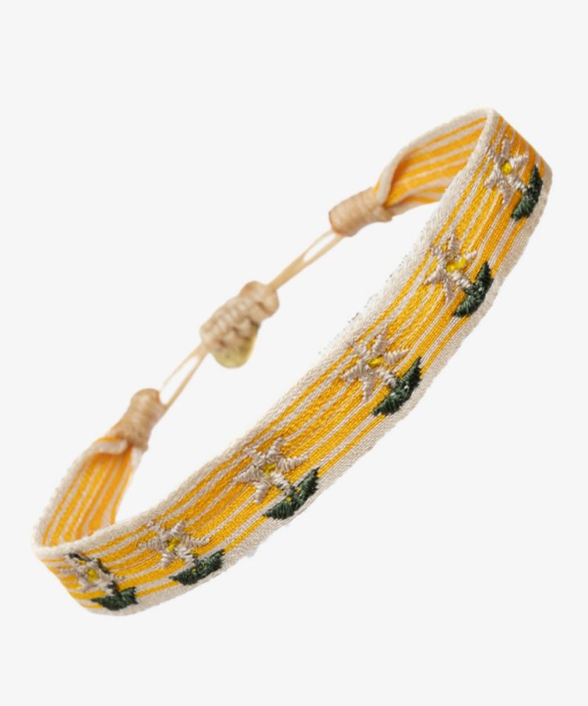 PULSERA BORDADA - RAYAS BEIGE & MOSTAZA