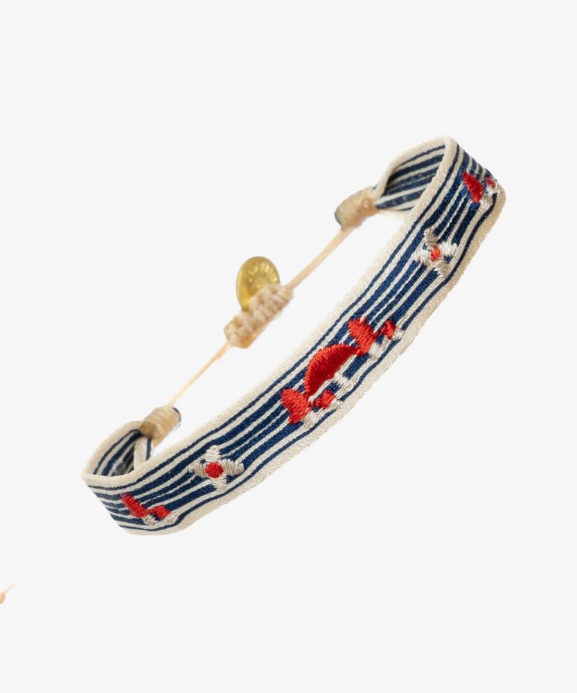 PULSERA BORDADA -  RAYAS BEIGE & VERDE