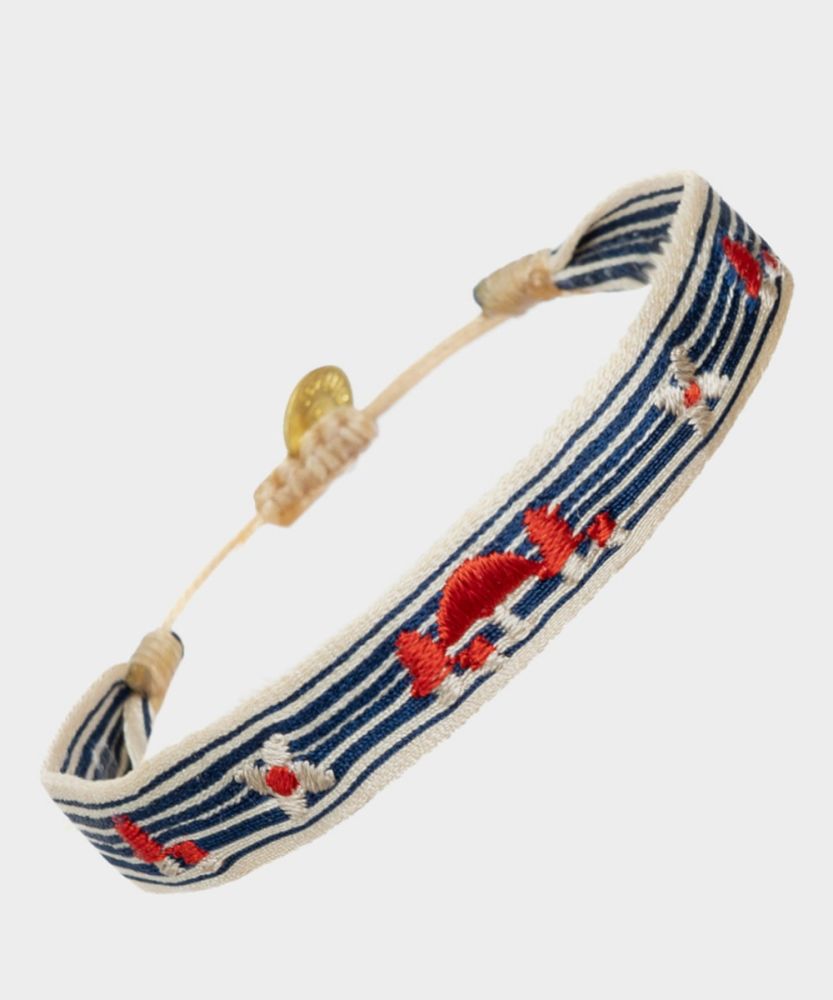PULSERA BORDADA -  RAYAS BEIGE & VERDE