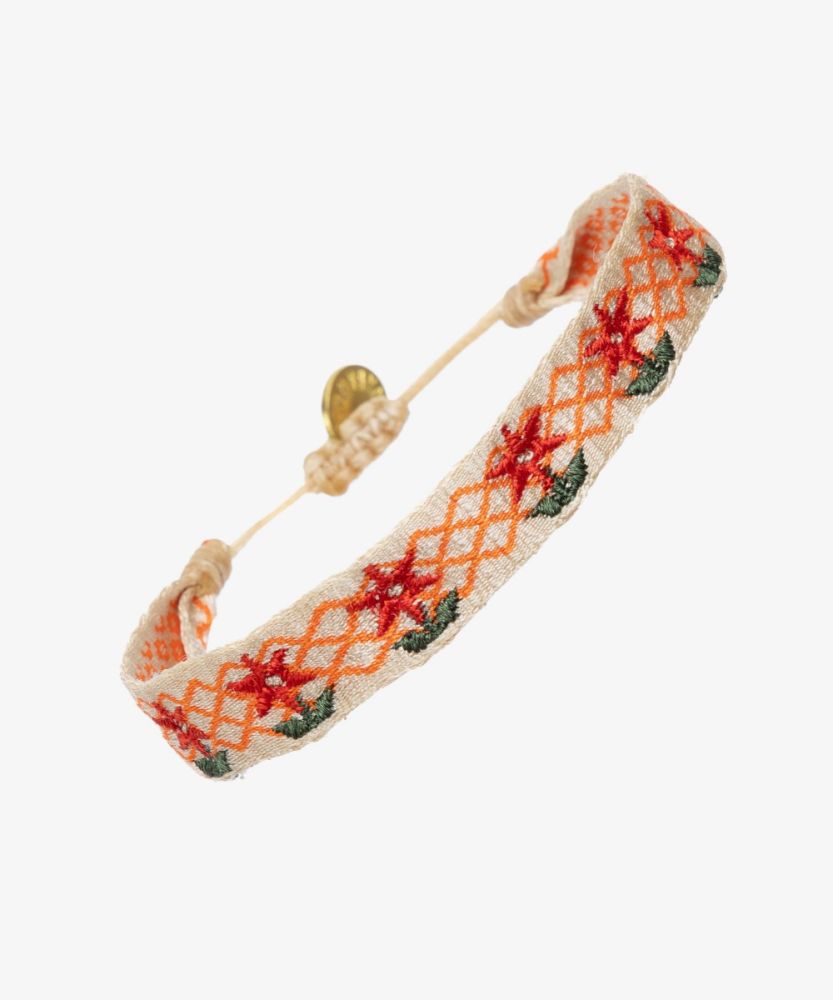 PULSERA BORDADA - ROMBOS BEIGE & NARANJA
