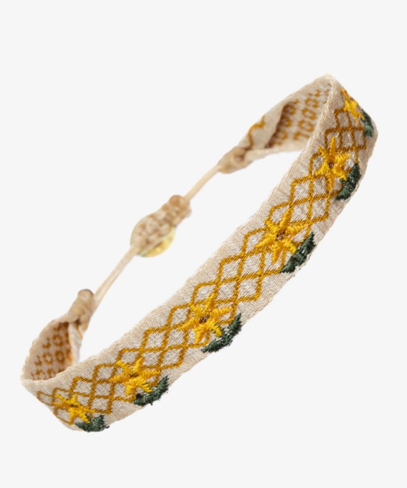 PULSERA BORDADA - ROMBOS BEIGE & NARANJA