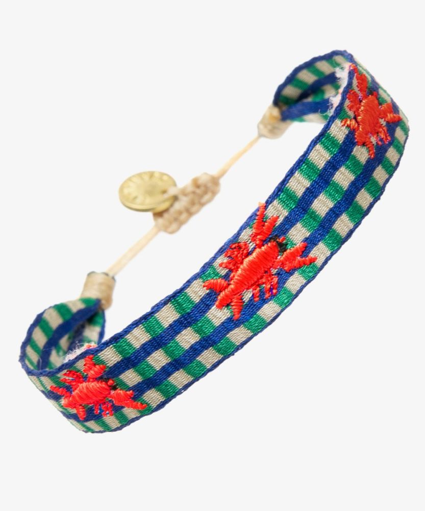 PULSERA BORDADA - LANGOSTA VERDE & AZUL
