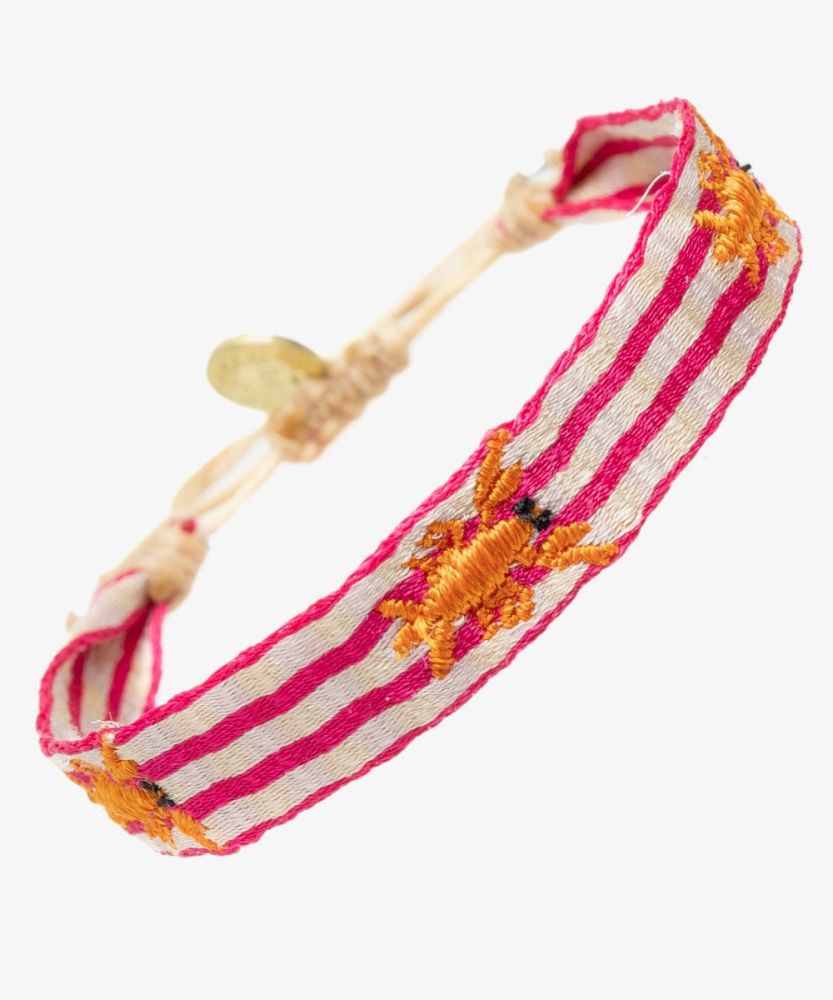 EMBROIDERED BRACELET - PINK LOBSTER
