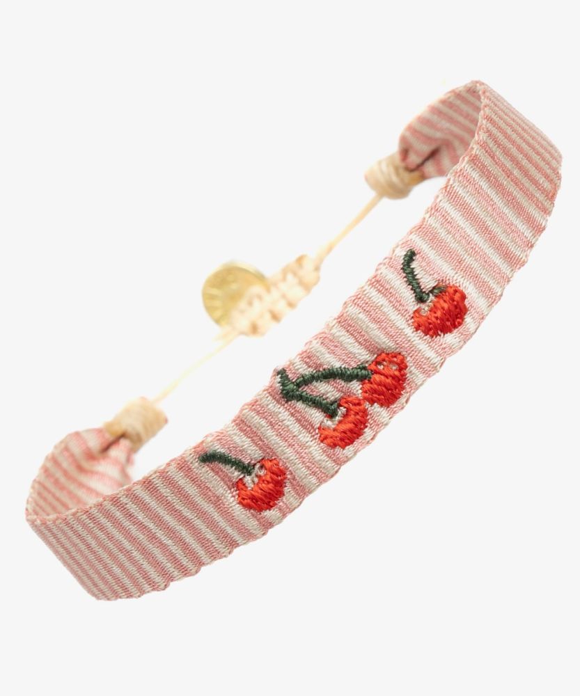 PULSERA BORDADA - CEREZAS