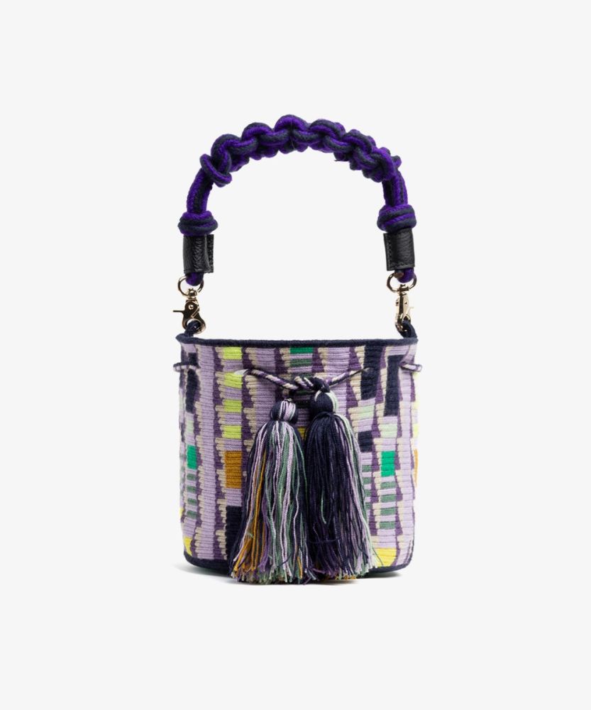 Crossbody Bag M with short macrame handle - CORVUS - LILAC & PURPLE