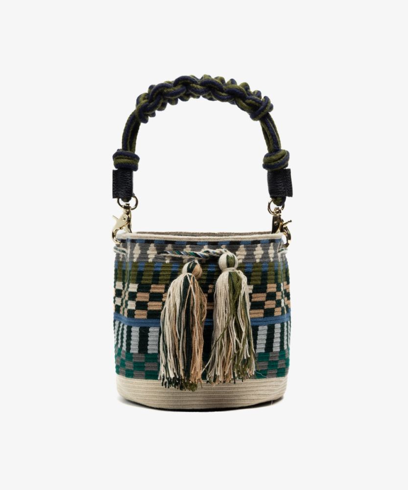 Crossbody Bag M with short macrame handle -  POSEIDON - TOAST & BLUE