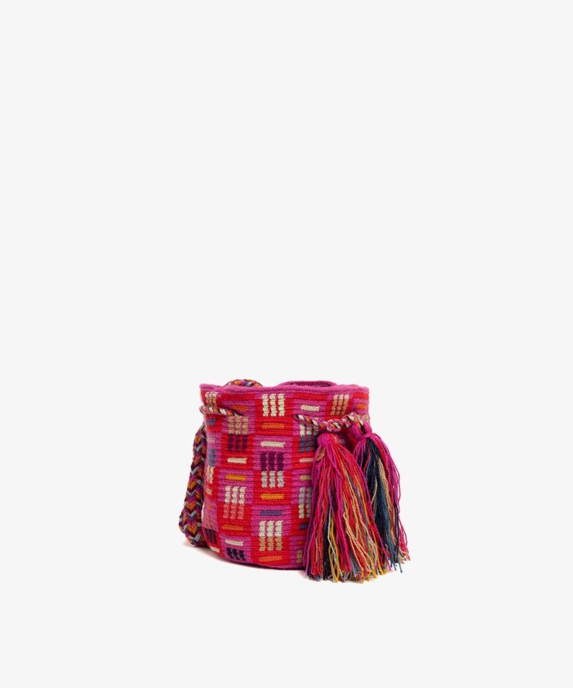 Extrasmall Wayuu Bag - WOLF - FUCSIA Y ROJO