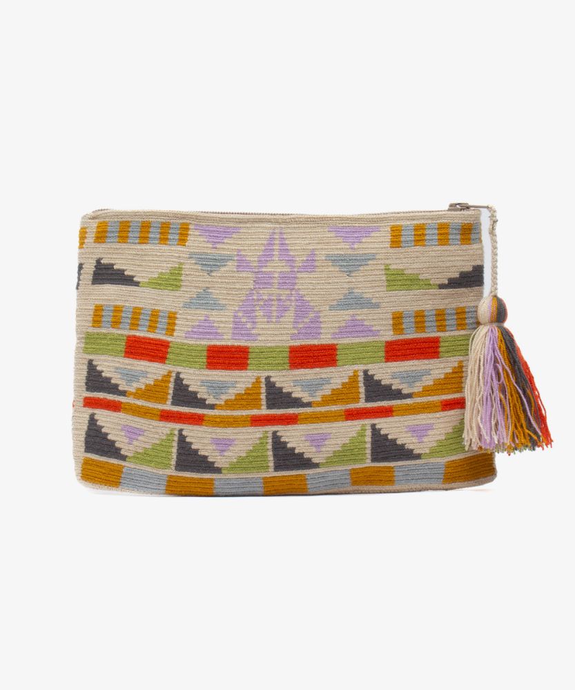 BOLSO DE MANO - EDESIA - BEIGE Y MULTICOLOR