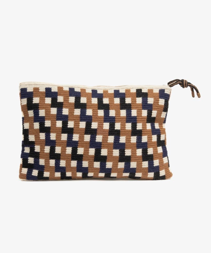 BOLSO DE MANO - CETUS - TOSTADO Y MARINO