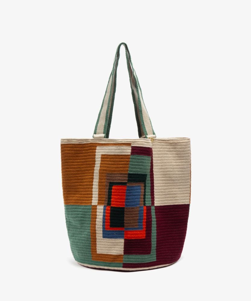 Tote Bag - OSTRICH - BEIGE & GARNET