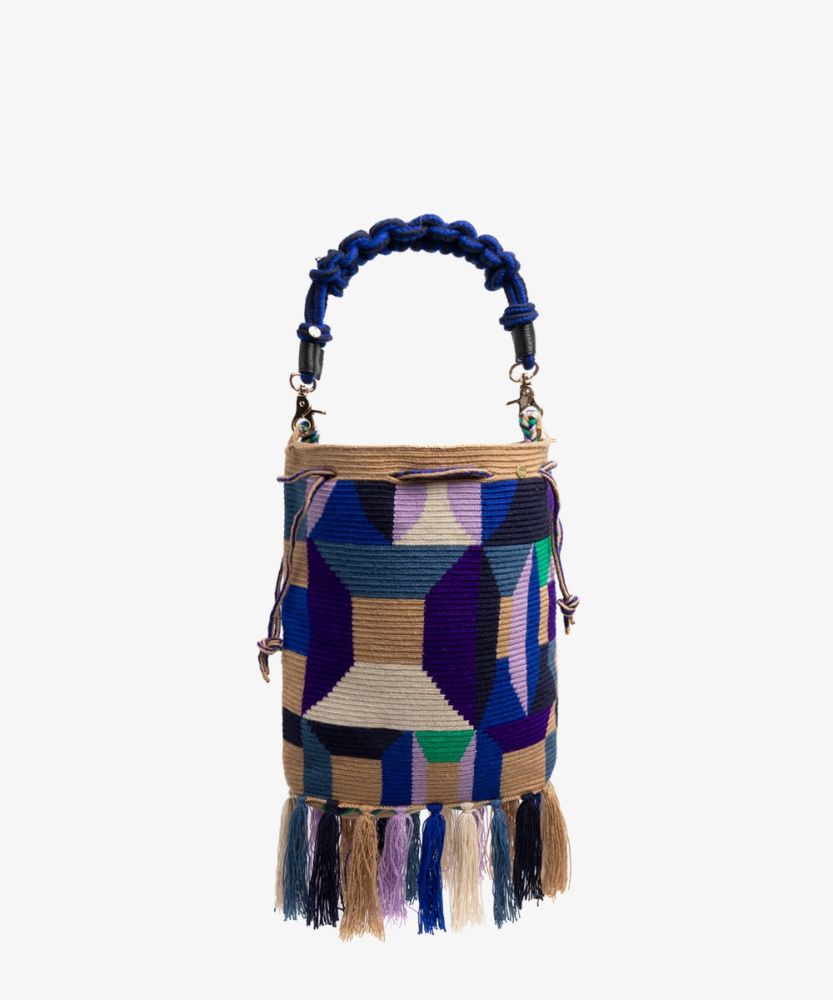 Zoe bag w/ Macrame Handle - BARRACUDA - ROYAL BLUE & LIGHT PURPLE