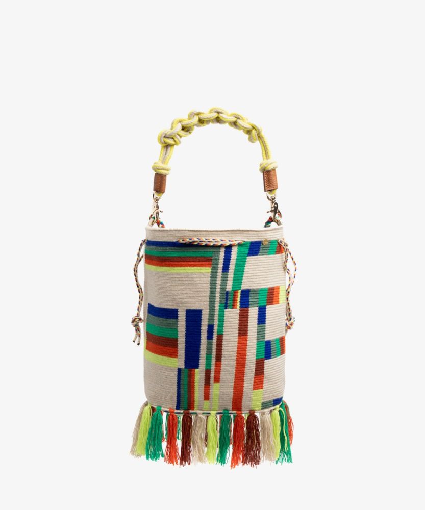 Zoe bag w/ Macrame Handle - CAPRICORNUS - BEIGE & GREEN