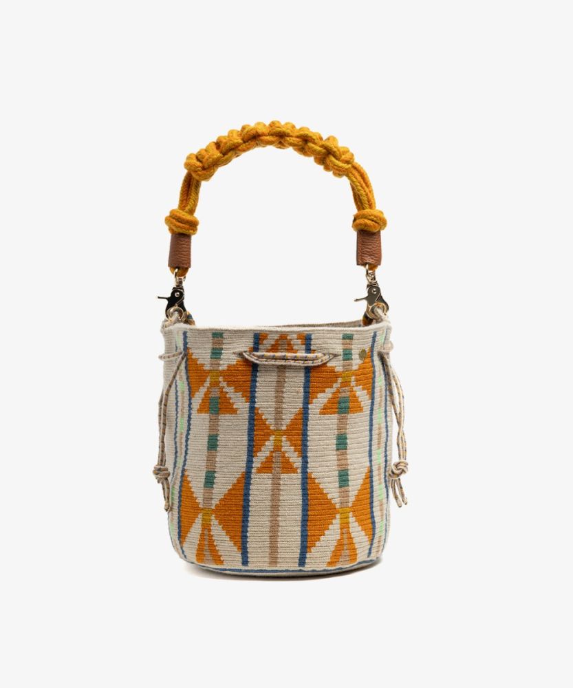 MITRA bag W/ MACRAME STRAP - CIRCINUS - MUSTARD & BEIGE