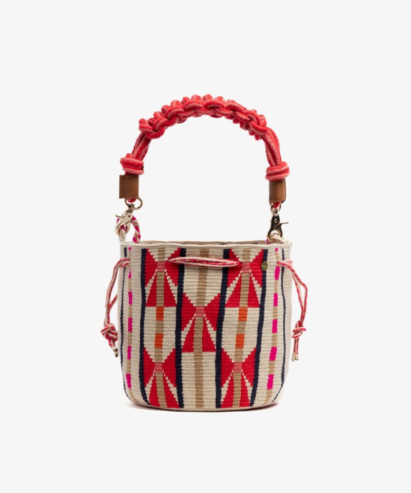 MITRA bag W/ MACRAME STRAP -CIRCINUS - BEIGE & RED