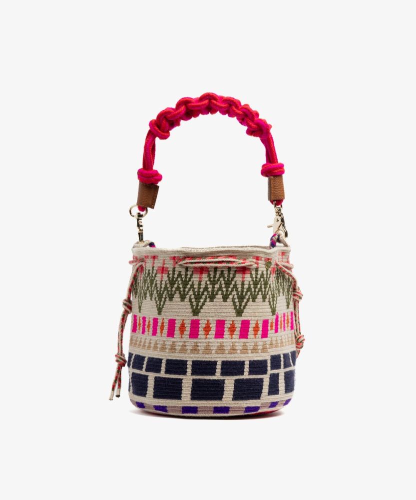 MITRA bag W/ MACRAME STRAP - DRAGON - BEIGE & MULTICOLOR