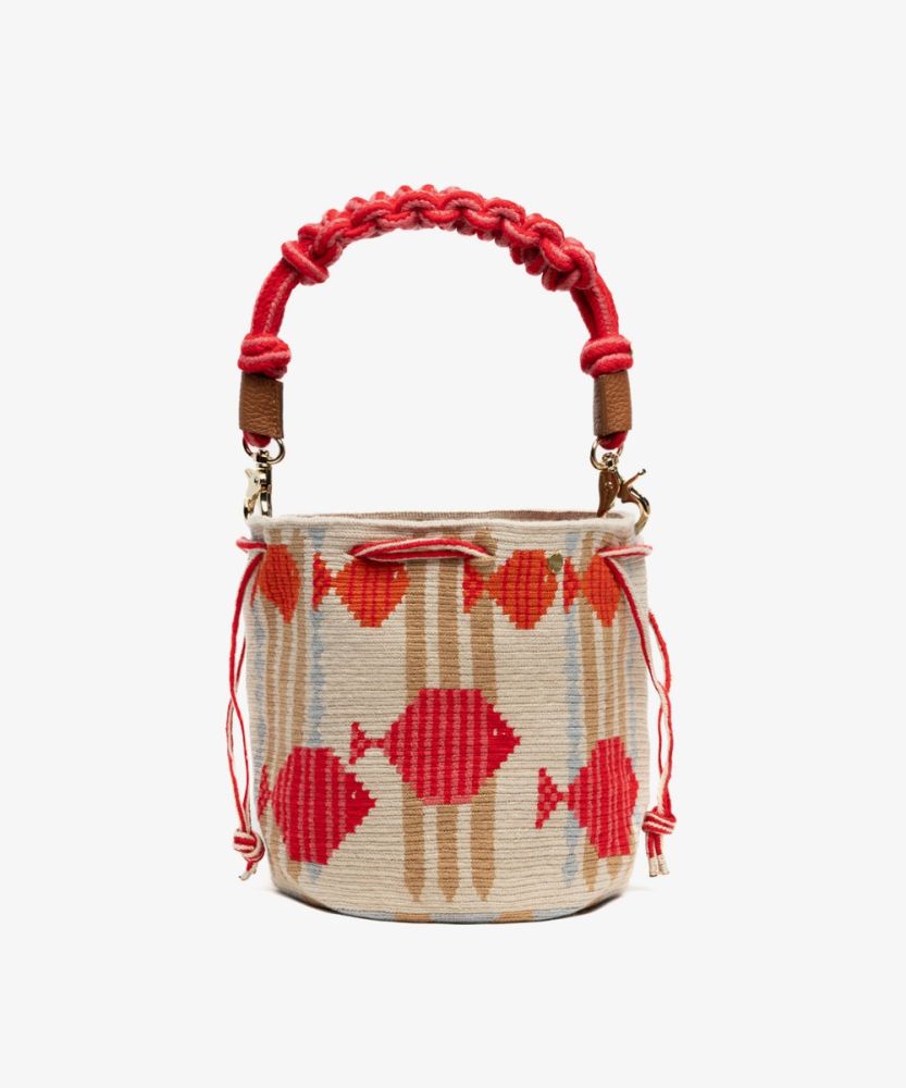 MITRA bag W/ MACRAME STRAP - CEPHEUS - BEIGE & RED