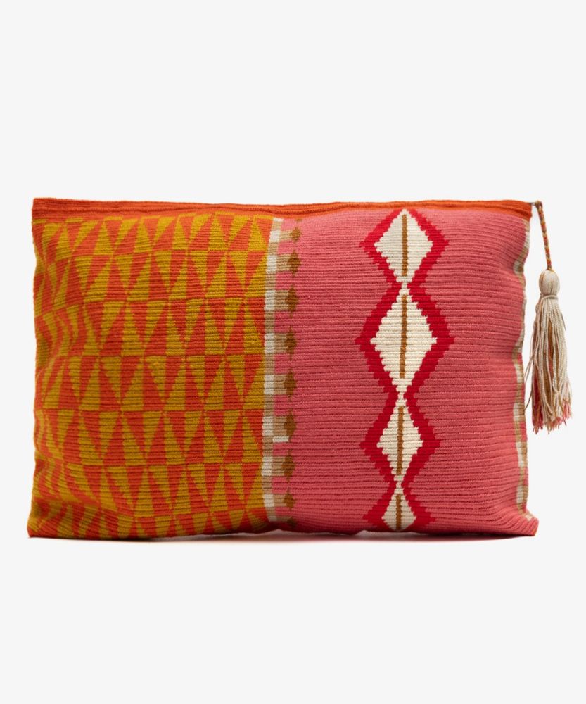 BOLSO DE MANO L - FINCH - CORAL Y MOSTAZA