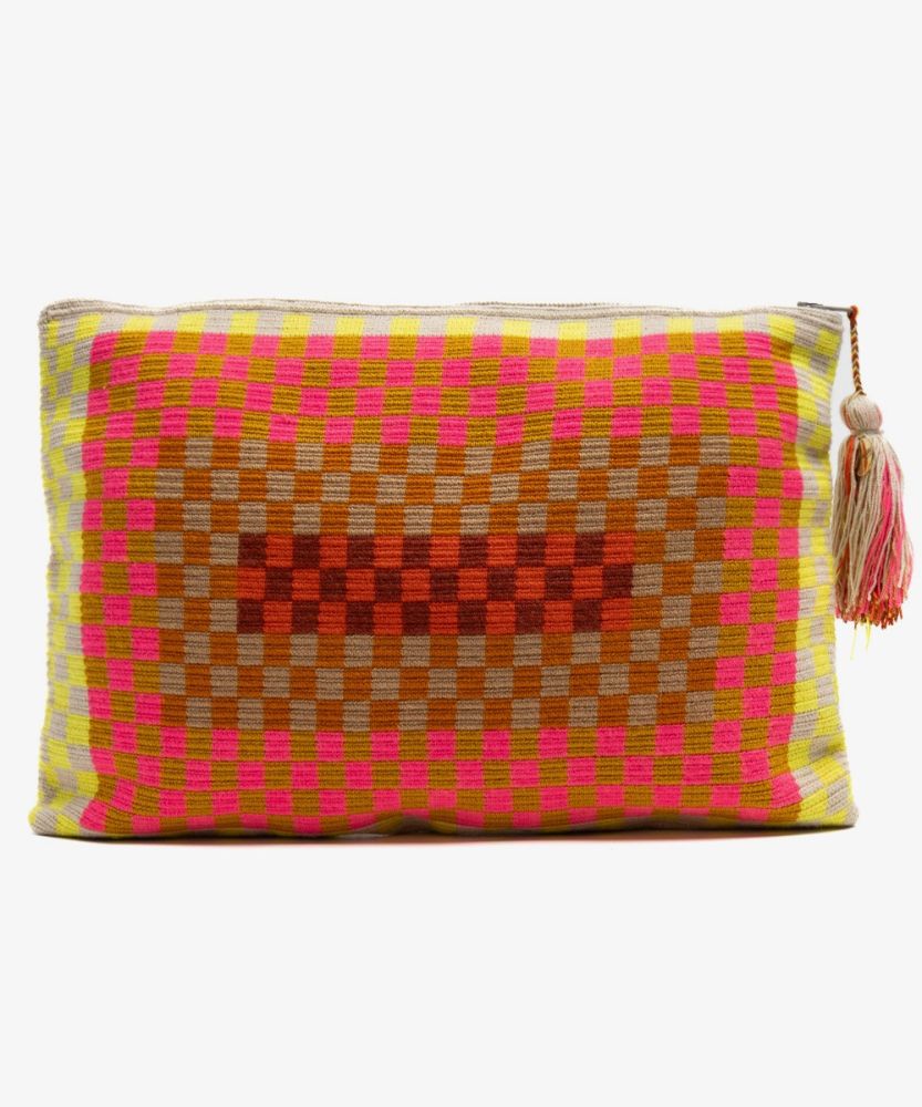 BOLSO DE MANO L - PELICAN - AMARILLO Y ROSA NEON