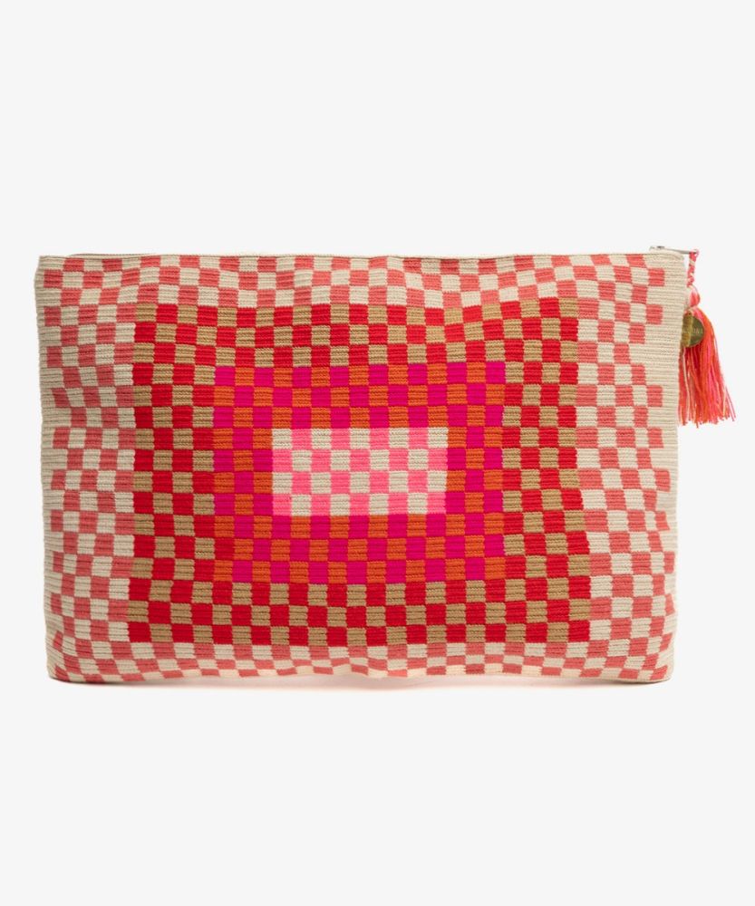 BOLSO DE MANO L - PELICAN - ROJO Y ROSA