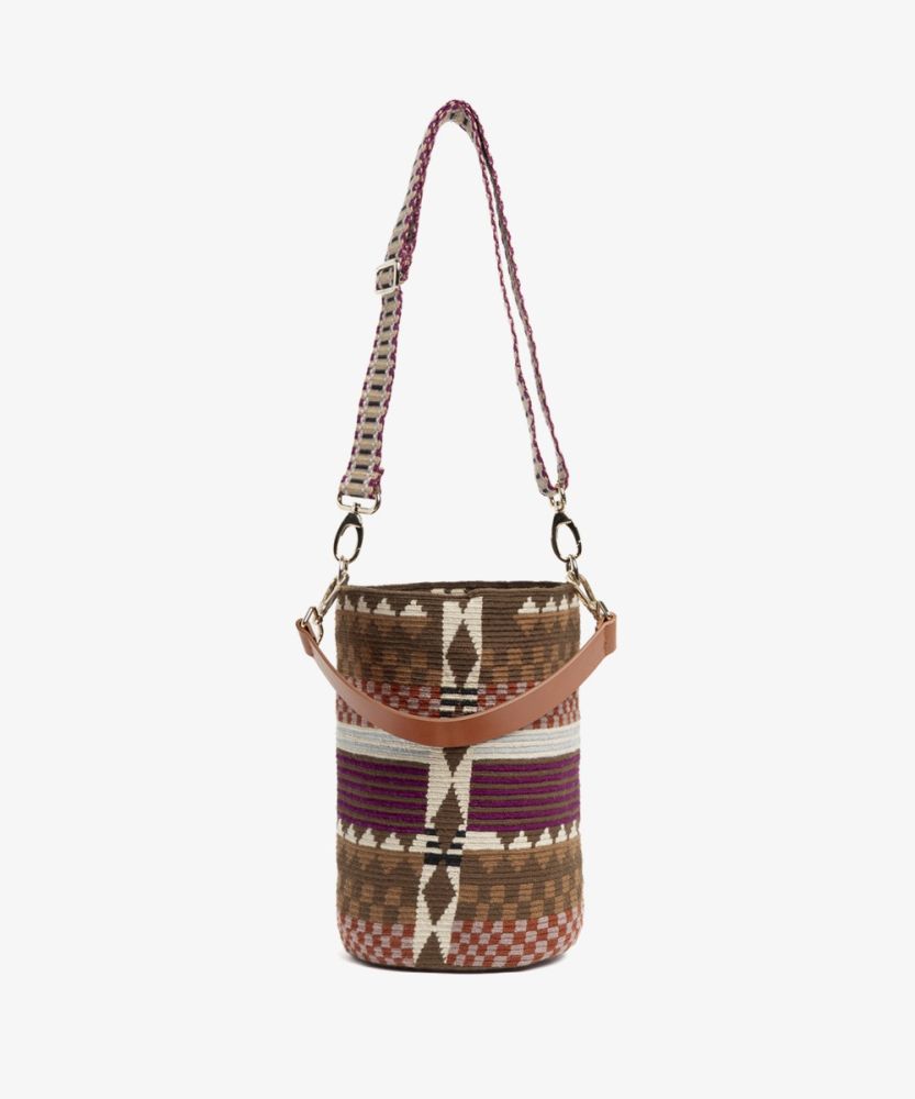 CRETA BAG WITH LEATHER AND ADJUSTABLE STRAP- BROWN
