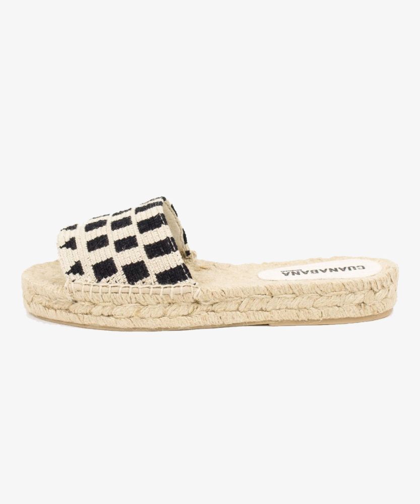 MULE ESPADRILLE - GEOMETRIC - BEIGE & BLACK