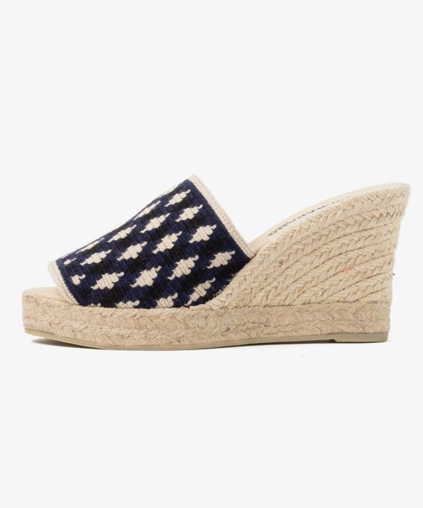 ALPARGATA MULE CON TACÓN - AVOCA - AZUL MARINO & BEIGE