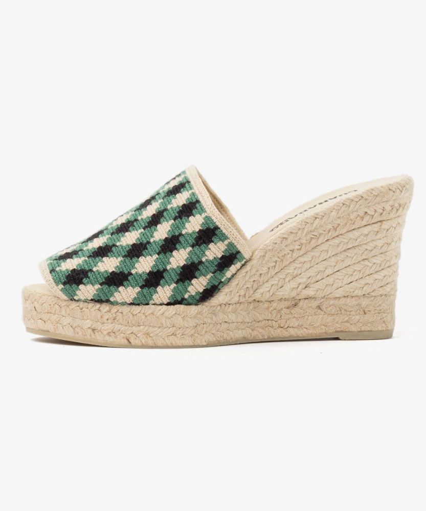 ALPARGATA MULE CON TACÓN - AVOCA - VERDE JADE & NEGRO