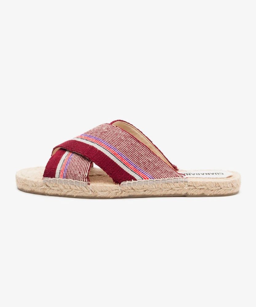 ESPADRILLE WITH CROSSED BAND - ASPEN - BURGUNDY & RED