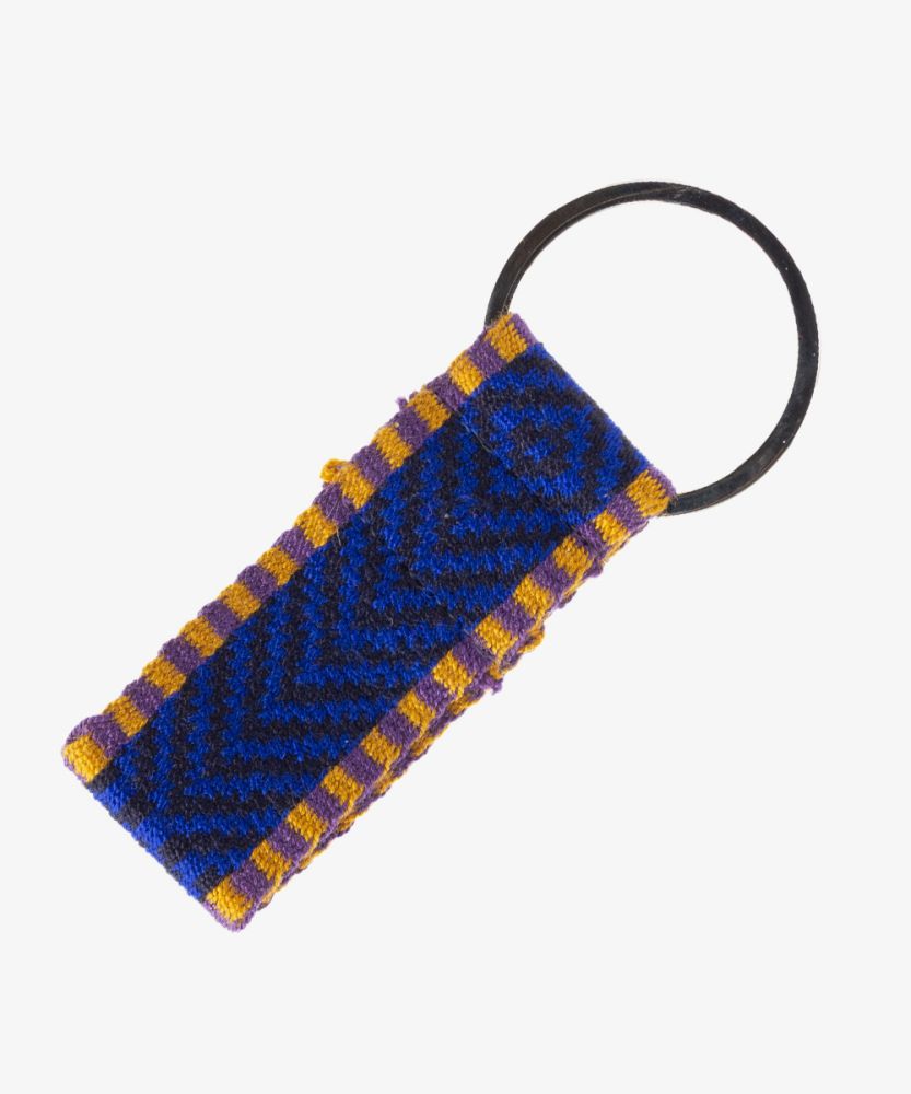KEYRING L - BLUE & MUSTARD
