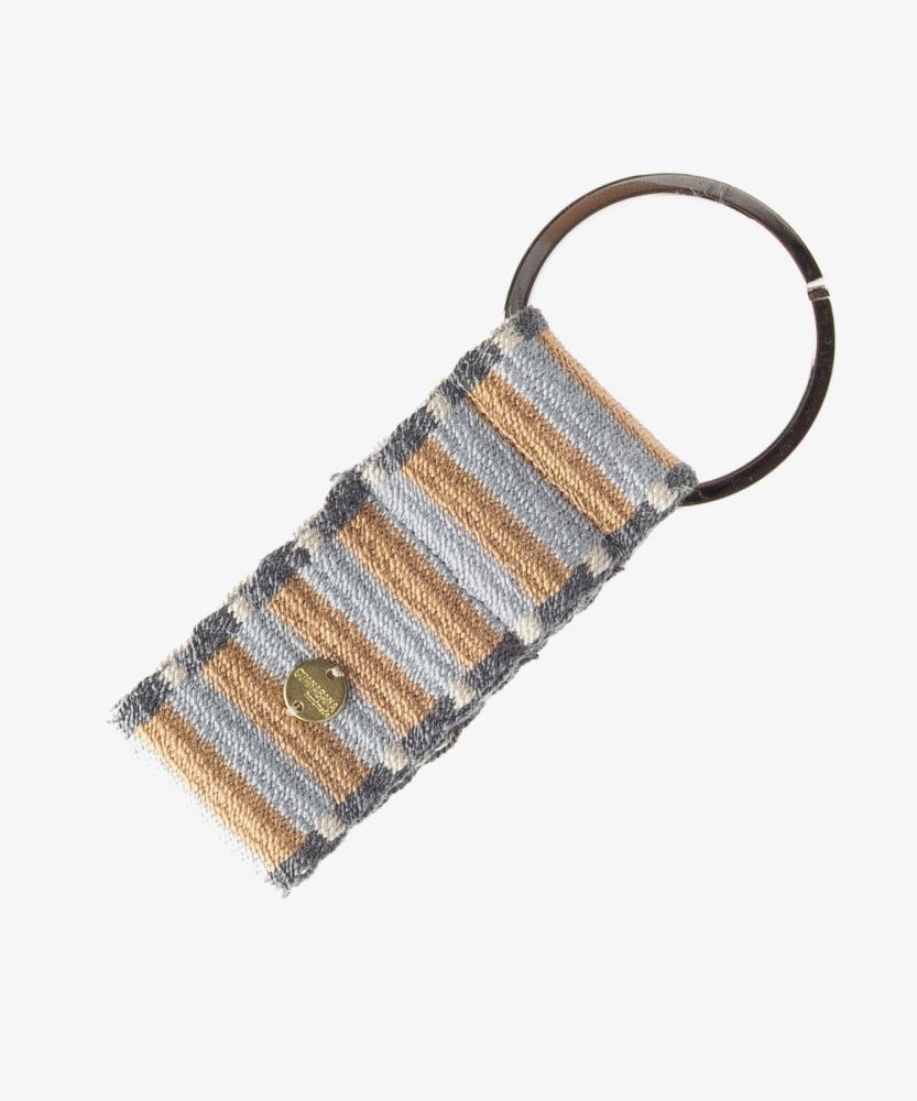 KEYRING L - GRAY & BEIGE