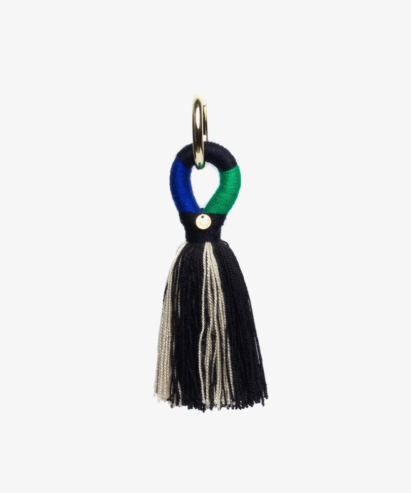 KEYRING POMPOM - NAVY & GREEN