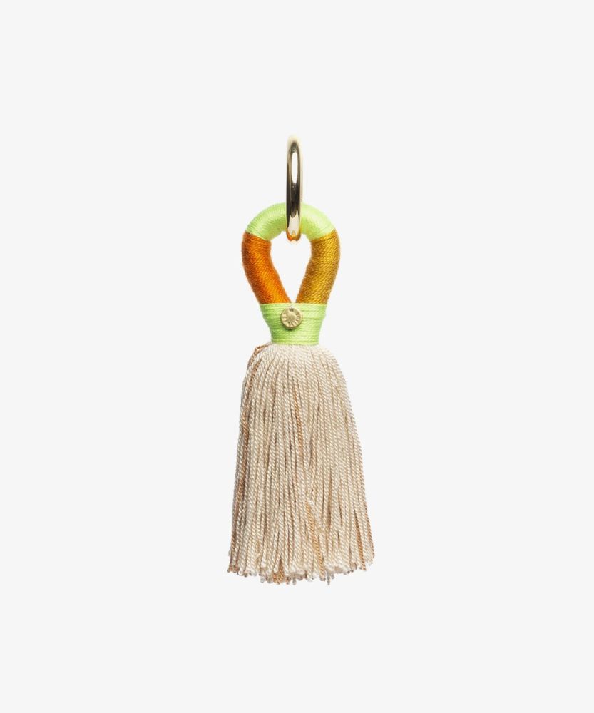 KEYRING POMPOM - BEIGE & LIME