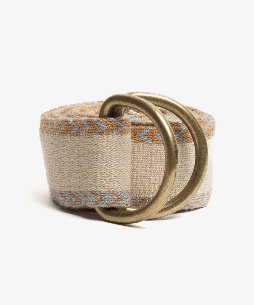 Buckle belt- BEIGE & LIGHT BLUE