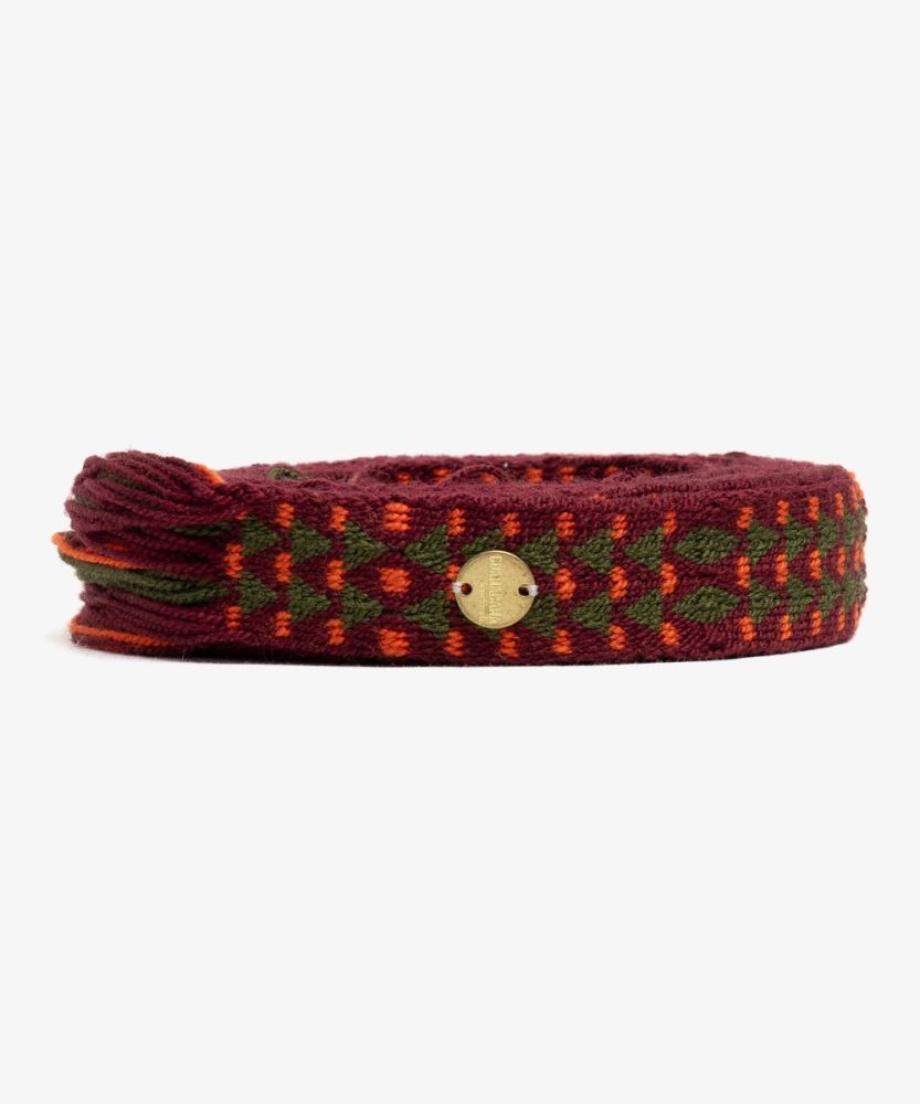 Thin belt with fringes - BRIDGEPORT - Aubergine & Green