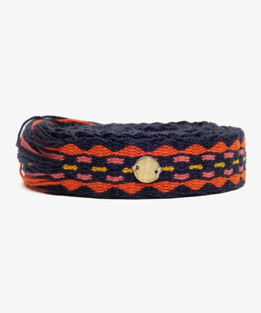 Thin belt with fringes - NAVY BLUE AND ORANGE 