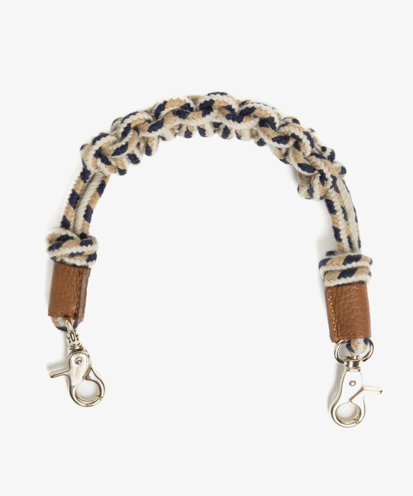 Cord shoulder strap - MACRAME - BEIGE & NAVY BLUE