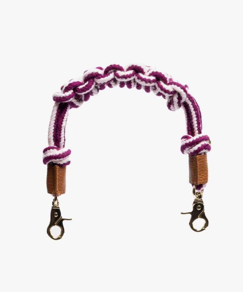 Cord shoulder strap MACRAME - LIGHT PINK & BURGUNDY