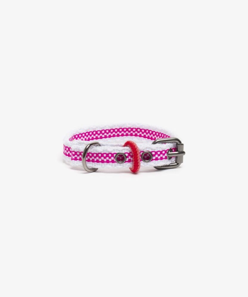 COLLAR DE PERRO TOY - FUCSIA Y BLANCO