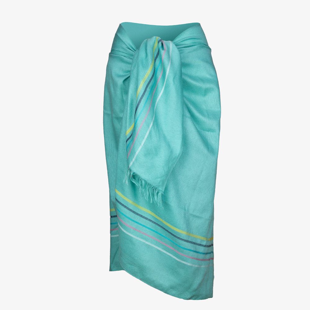 Handloom Pareo CARIBE - TURQUOISE