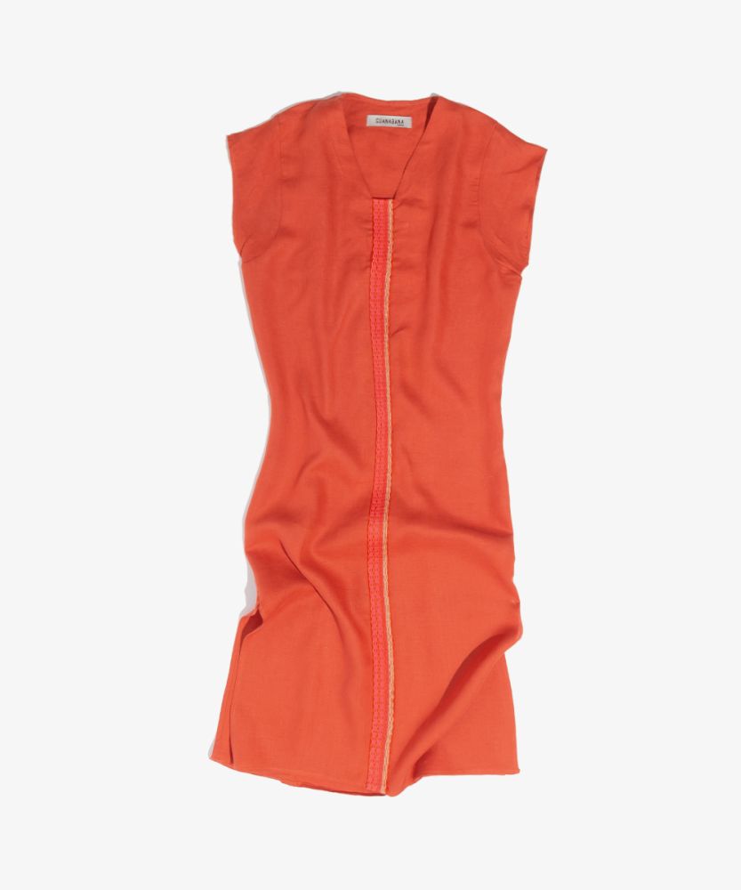 KAFTAN NILO - CORAL WITH RIBBON