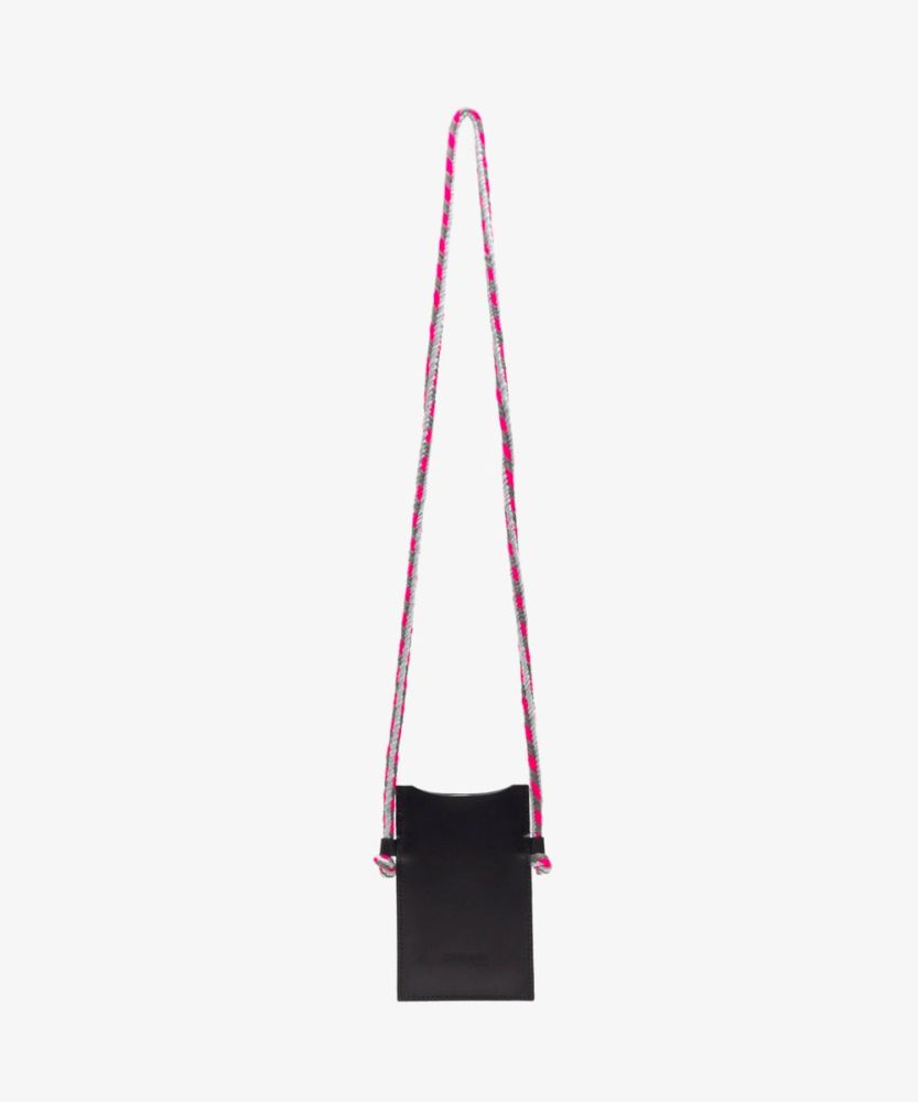 LEATHER PHONE POUCH - BLACK