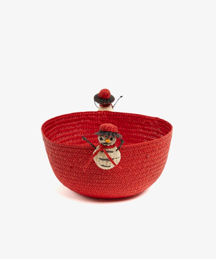 Bowl M - RED + SNOWMAN