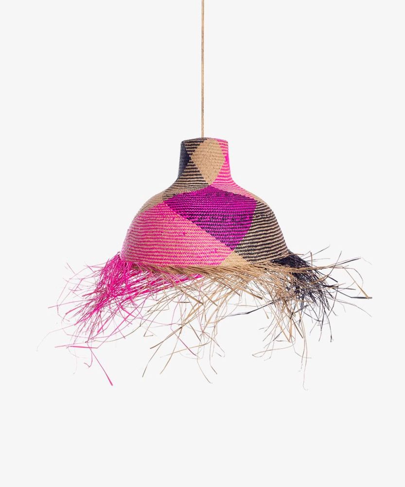 ALEJANDRA Lampshade with fringes - DEC SCOTISH FUCSHIA