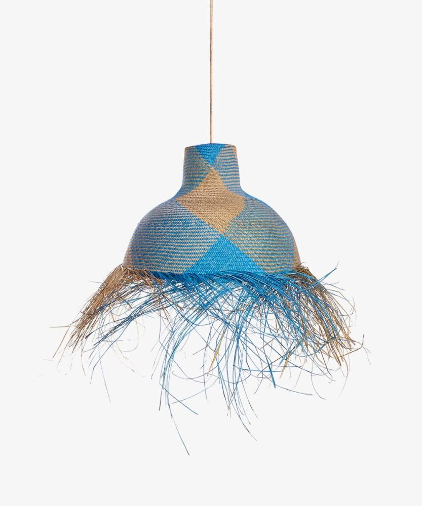 ALEJANDRA Lampshade with fringes - DEC SCOTISH BLUE