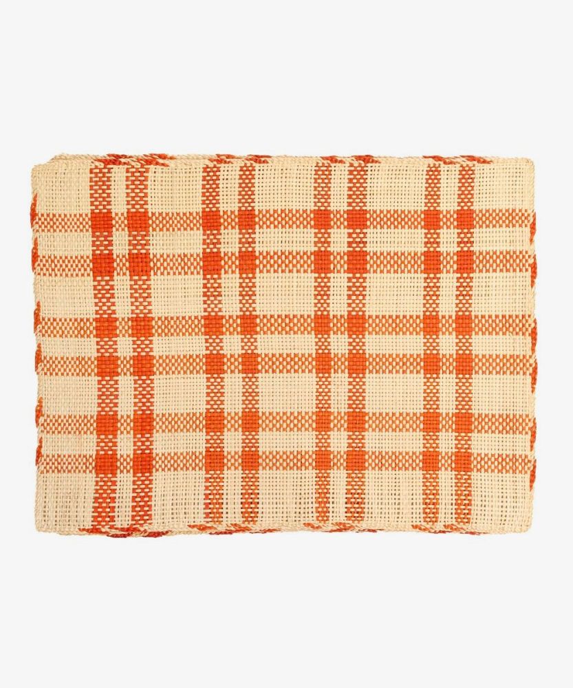 Straw placemat- SET 4- ORANGE & BEIGE