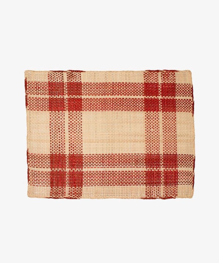 Rectangular placemat - 1 UNIT - BEIGE & BURGUNDY