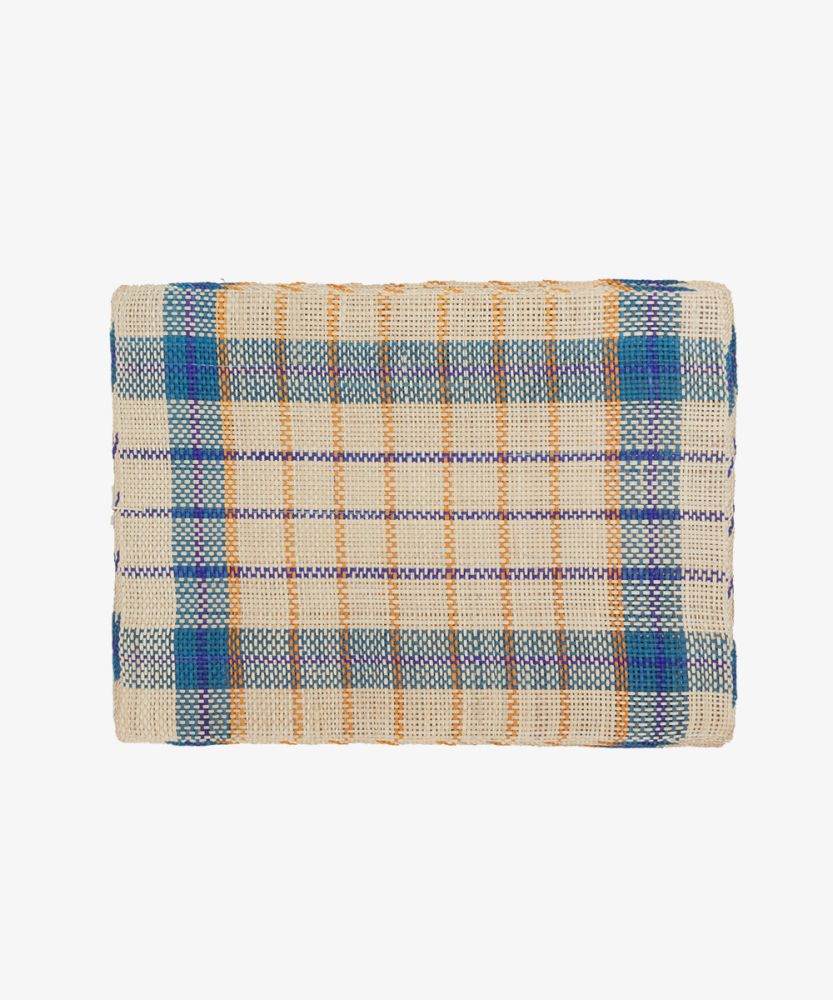 Straw placemat - SET OF 6 - BLUE, YELLOW & BEIGE