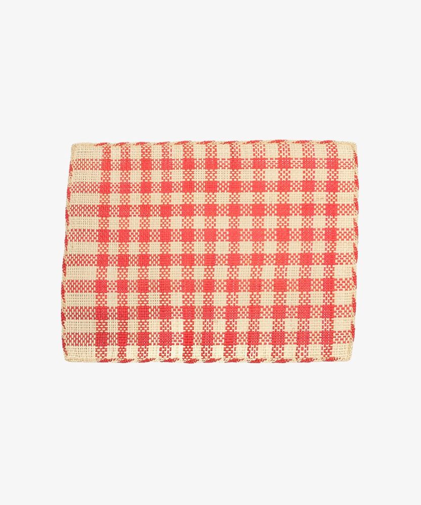 Straw placemat- SET OF 6 - PINK & BEIGE